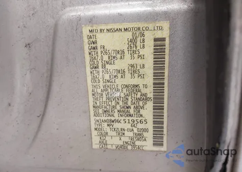 2006 Nissan Xterra S from USA, damaged, VIN 5N1AN08W96C519565